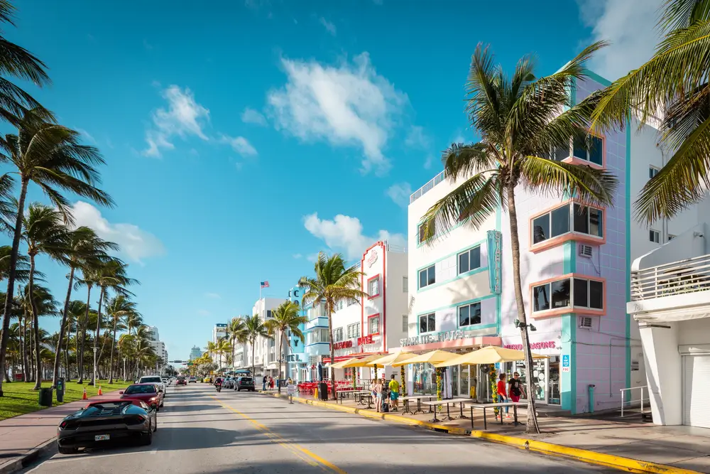 One of the most famous streets on east coast of USA. Morning vibes at Ocean Drive.